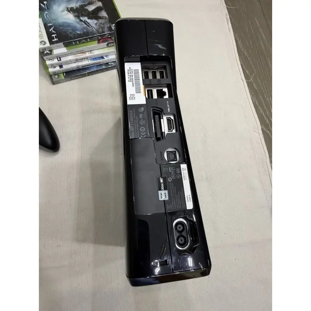 Xbox 360 Slim Black 250GB Console Tested Working Controller - 5 GAMES